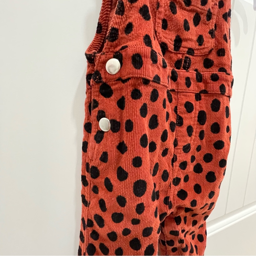 Hanna Anderson Corduroy Overalls. Animal print. Burnt Orange Size 12-18 Month - Picture 5 of 13